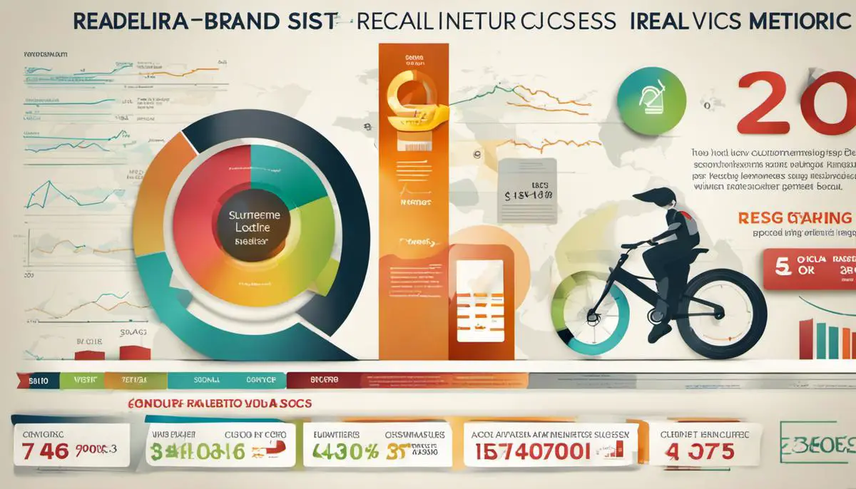Illustration of various brand success metrics such as customer recall and revenue, representing the importance of measuring brand success.