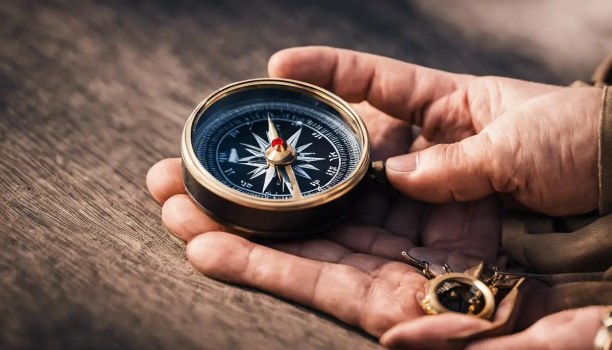 A person holding a compass pointing in two directions, symbolizing career opportunities : second jobs